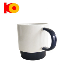 Wholesale blue bottom advertising coffee cup sublimation stacked ceramic mug